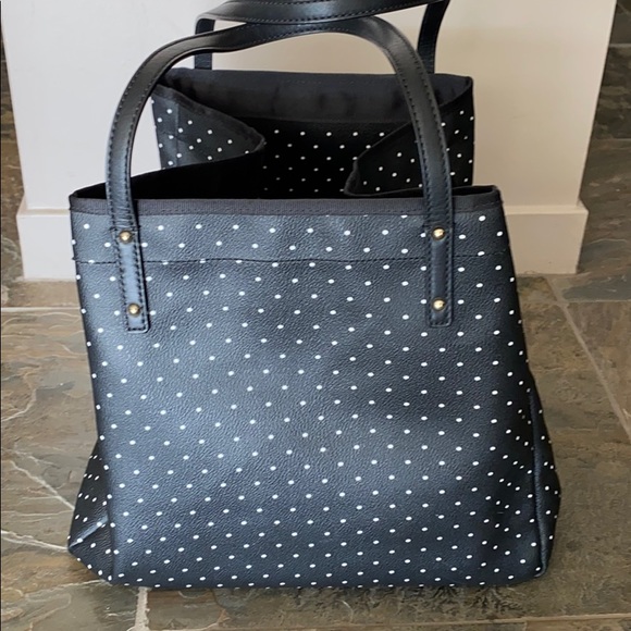 Black and white polka dotted Kate Spade tote - Picture 3 of 8